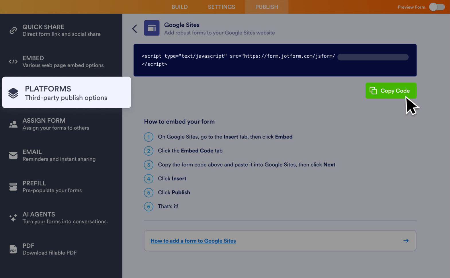 Google Sites Screenshot 2