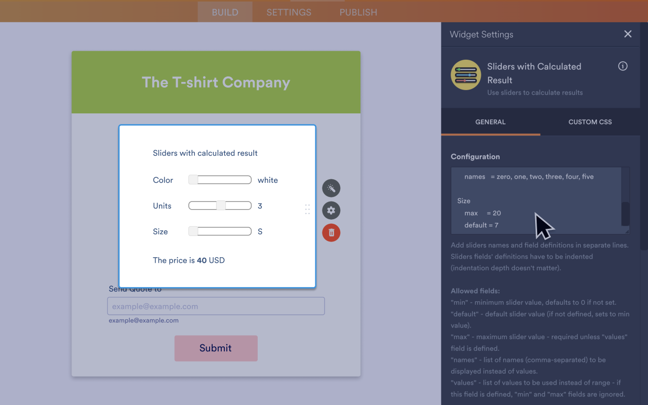 Sliders with Calculated Result Screenshot 3
