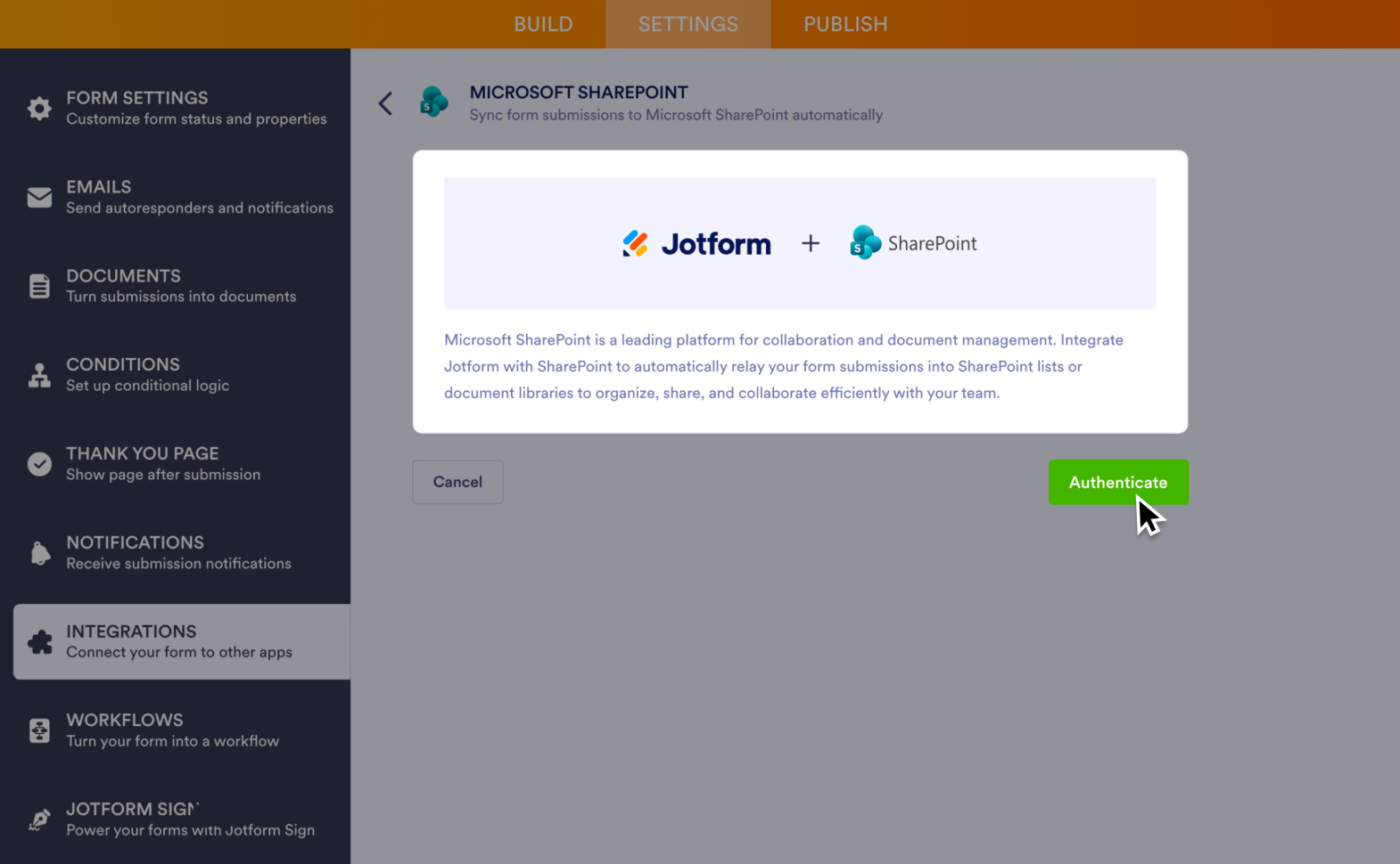 Microsoft SharePoint Integration Screenshot 3