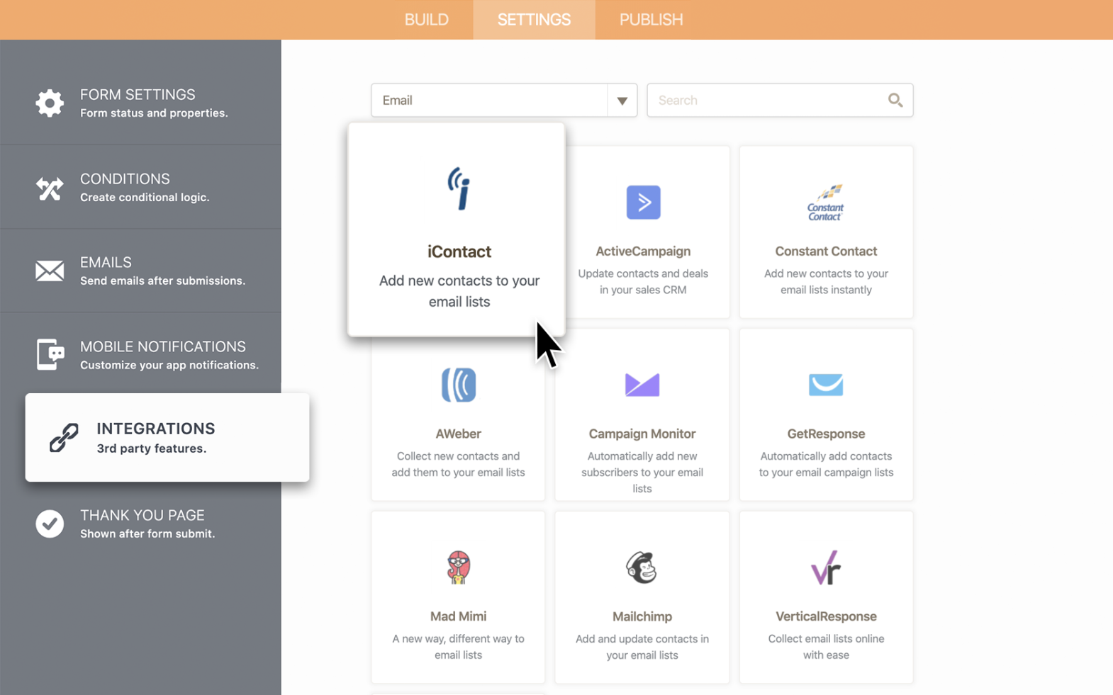 iContact Integration Screenshot 2