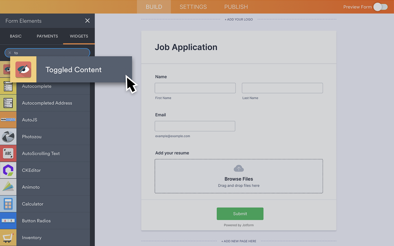 Toggled Content Screenshot 2