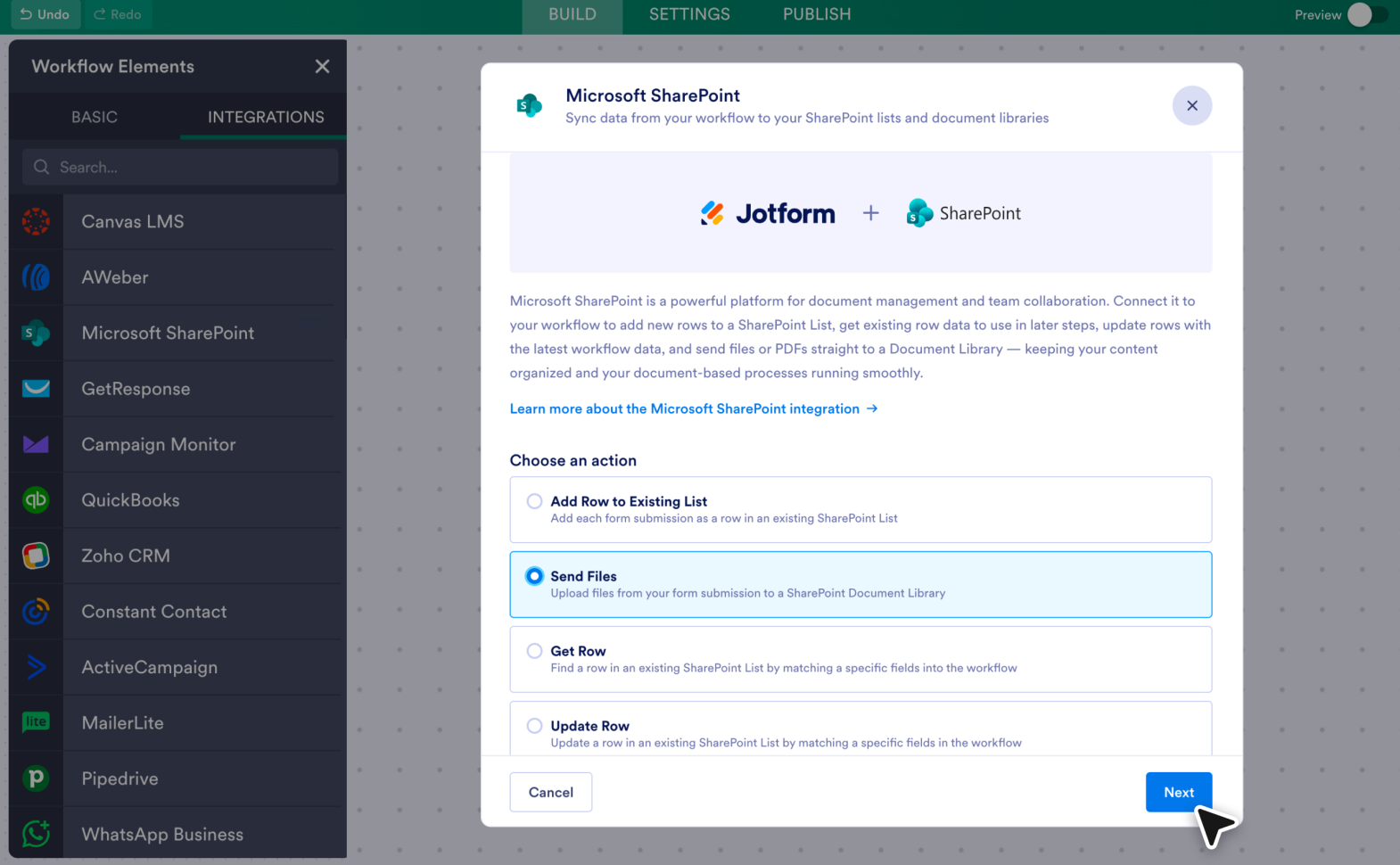 Microsoft SharePoint Integration Screenshot 3