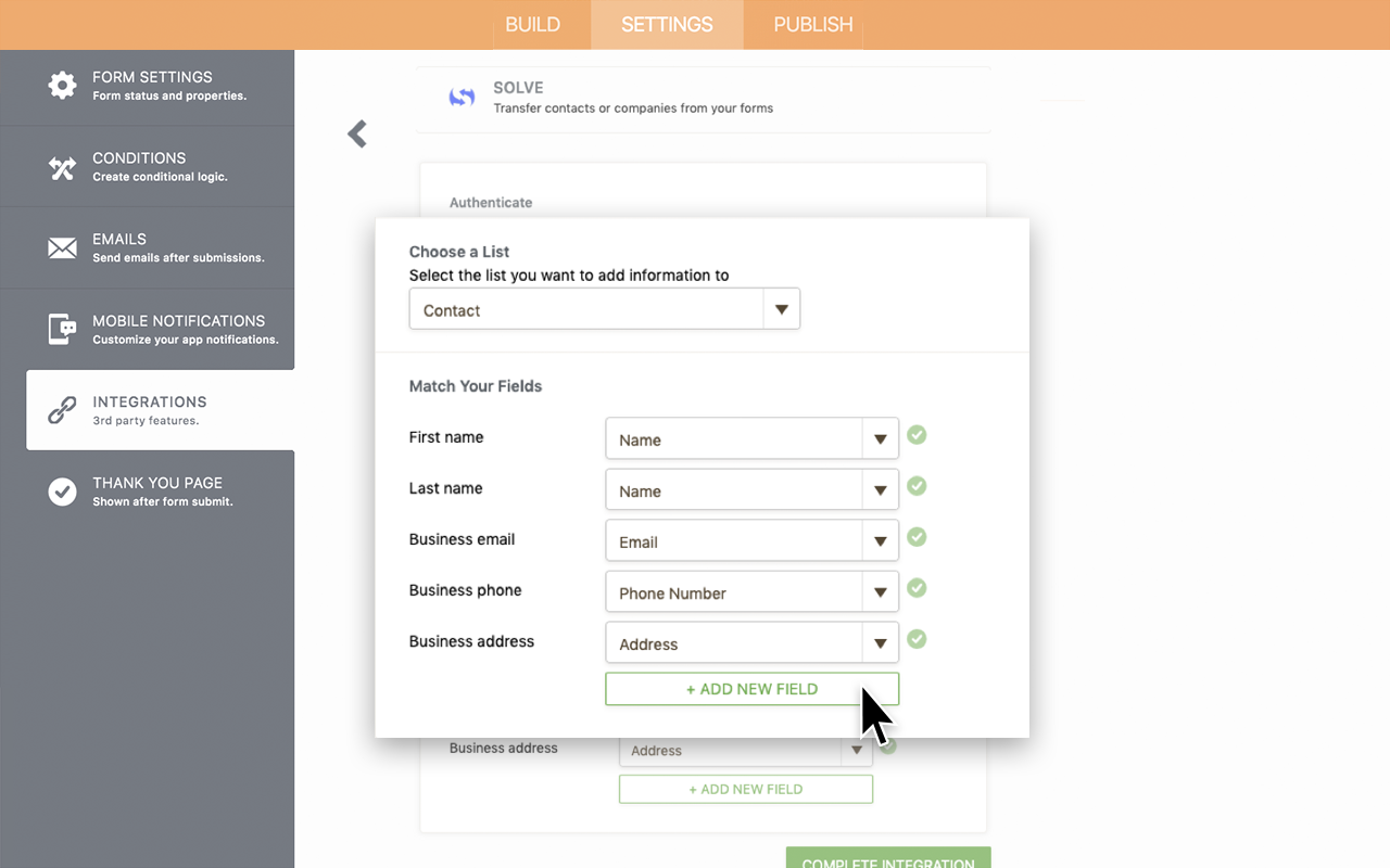 Solve Integration Screenshot 3