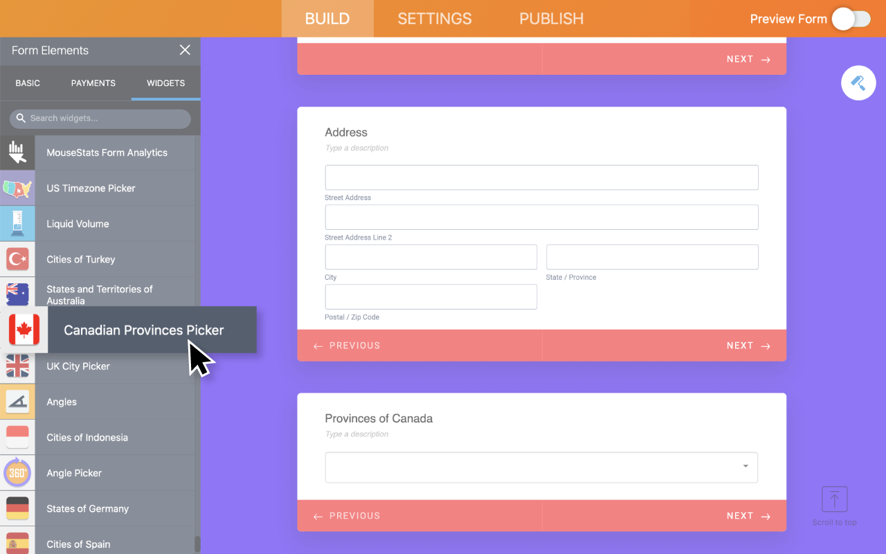 Canadian Provinces Picker Screenshot 2