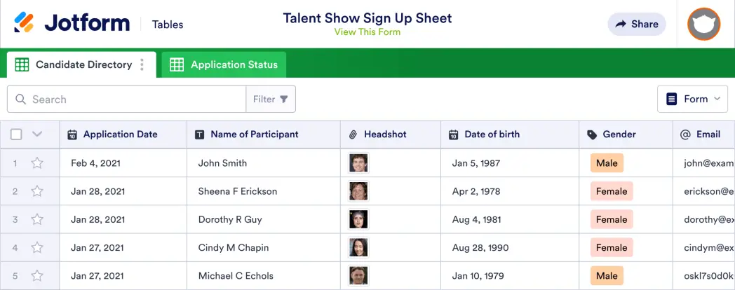 Talent Show Sign Up Sheet Template