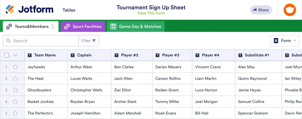 Tournament Sign Up Sheet Template