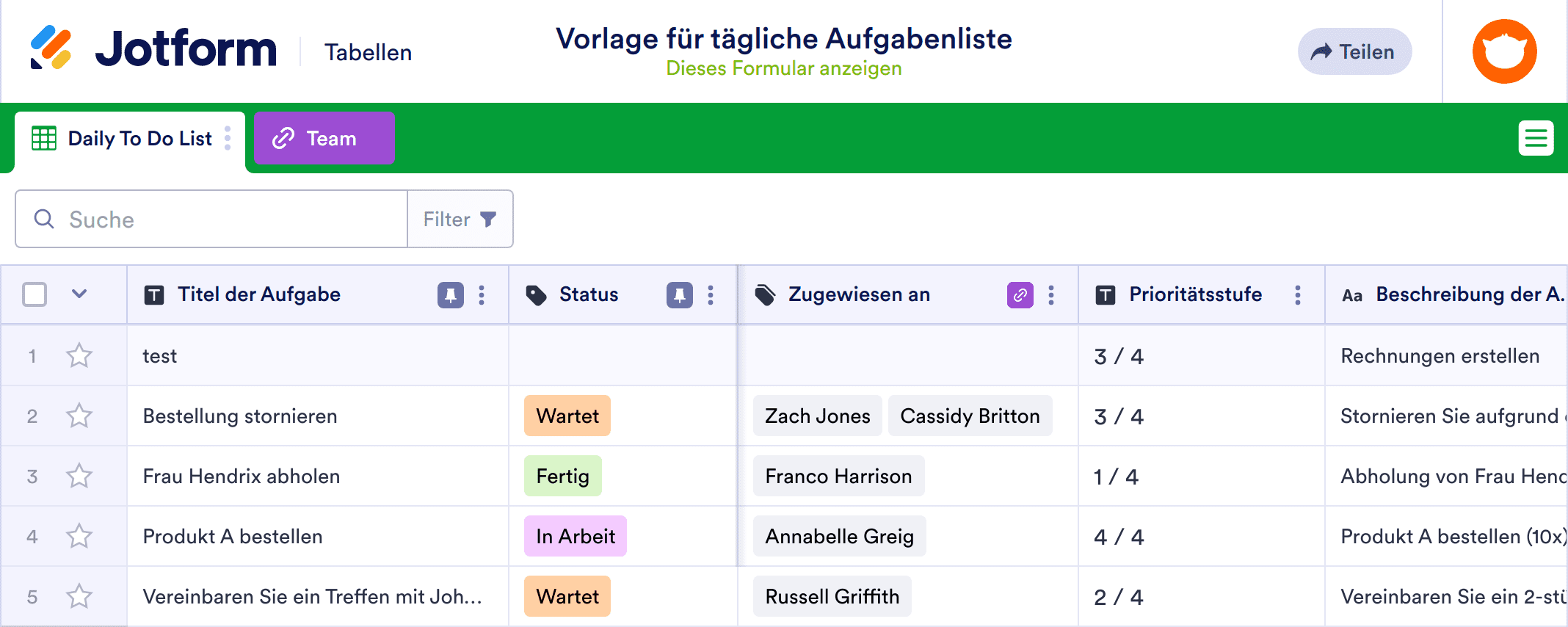 Vorlage für tägliche Aufgabenliste Spreadsheet Template
