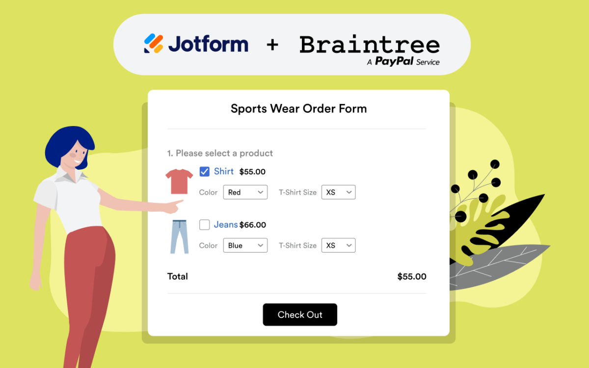 Jotform + Braintree Integration | Form Builder for Braintree