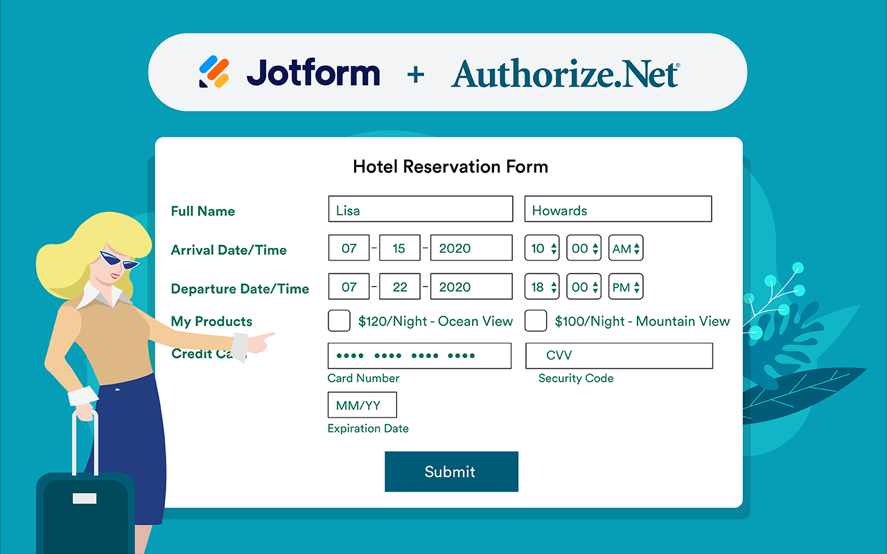 Jotform Authorize.Net 統合機能 | 支払いプロセッサー 統合