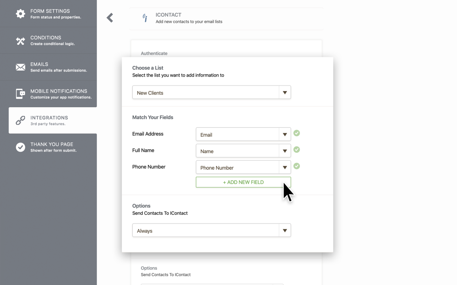 iContact Integration Screenshot 3