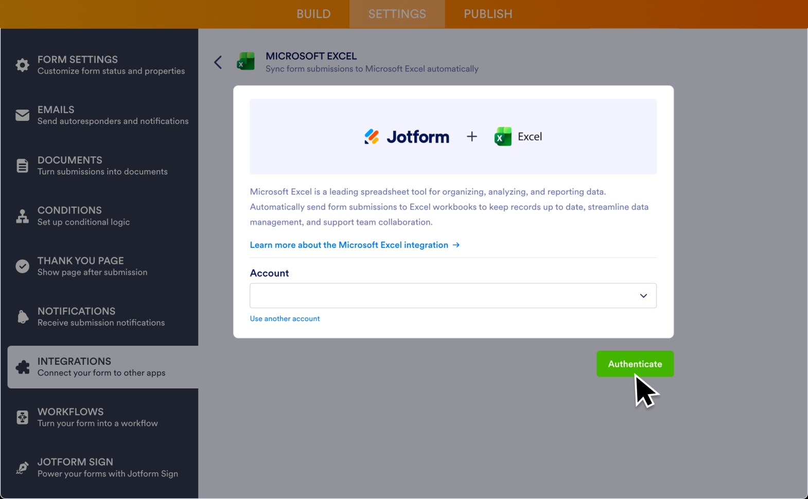 Jotform Microsoft Excel Integration Screenshot 3