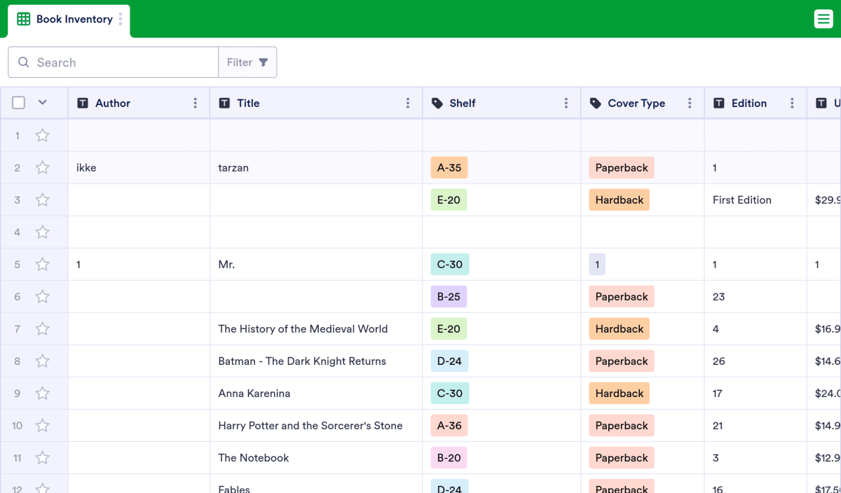 Book Inventory Template Spreadsheet Template | Jotform