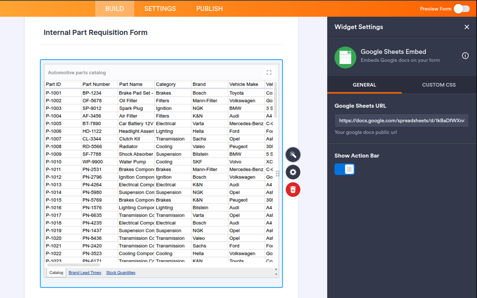 Google Sheets Embed Screenshot 3