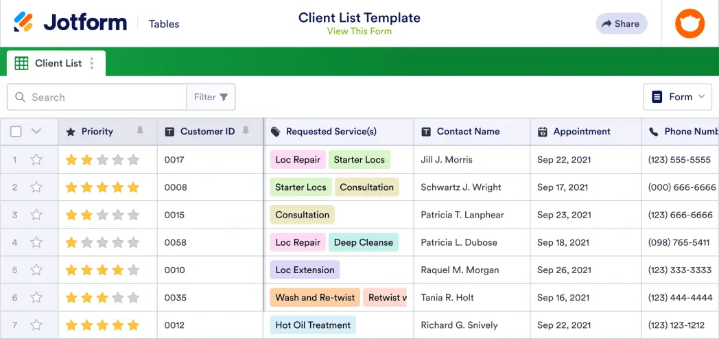 Client List Template