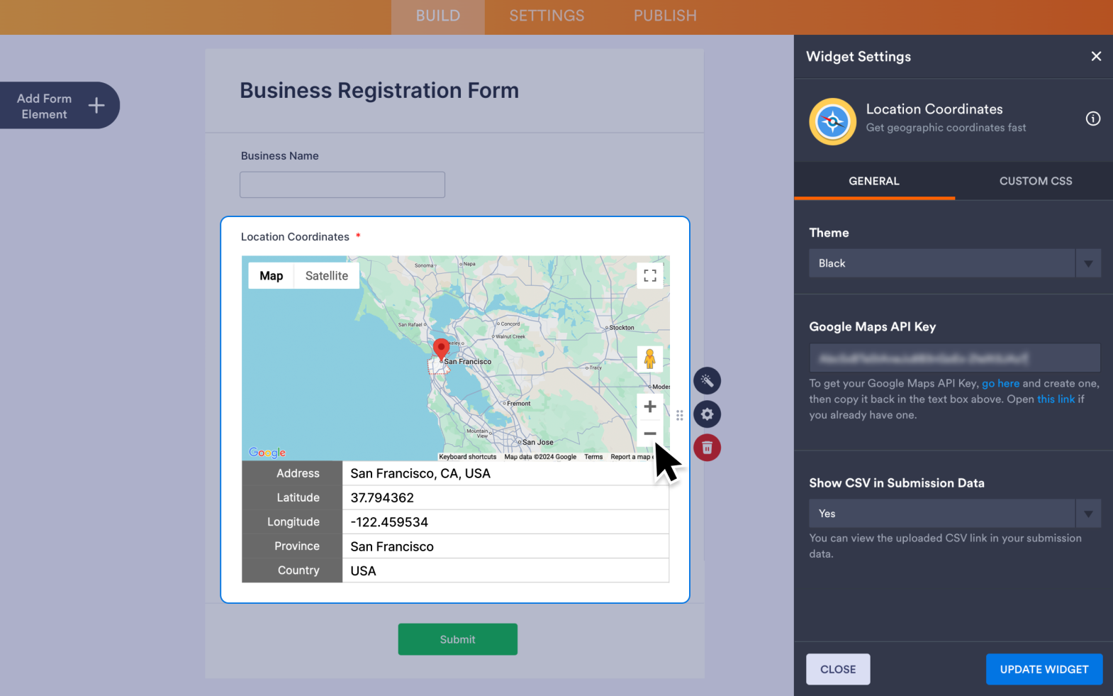 Location Coordinates - Form Widgets | Jotform