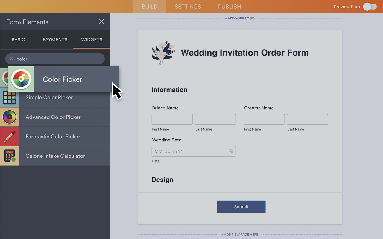 Color Picker - Form Widgets | Jotform