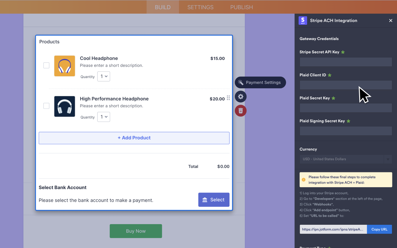 Stripe ACH Integration Screenshot 3
