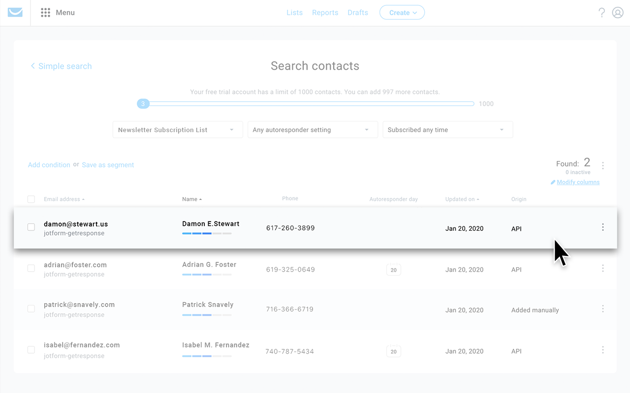 GetResponse Integration Screenshot 4