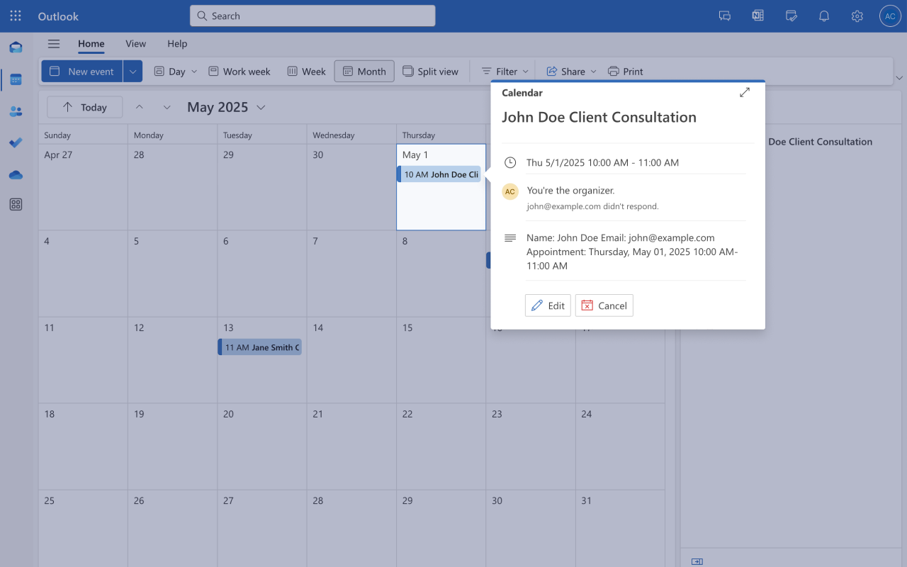 Outlook Calendar Screenshot 4