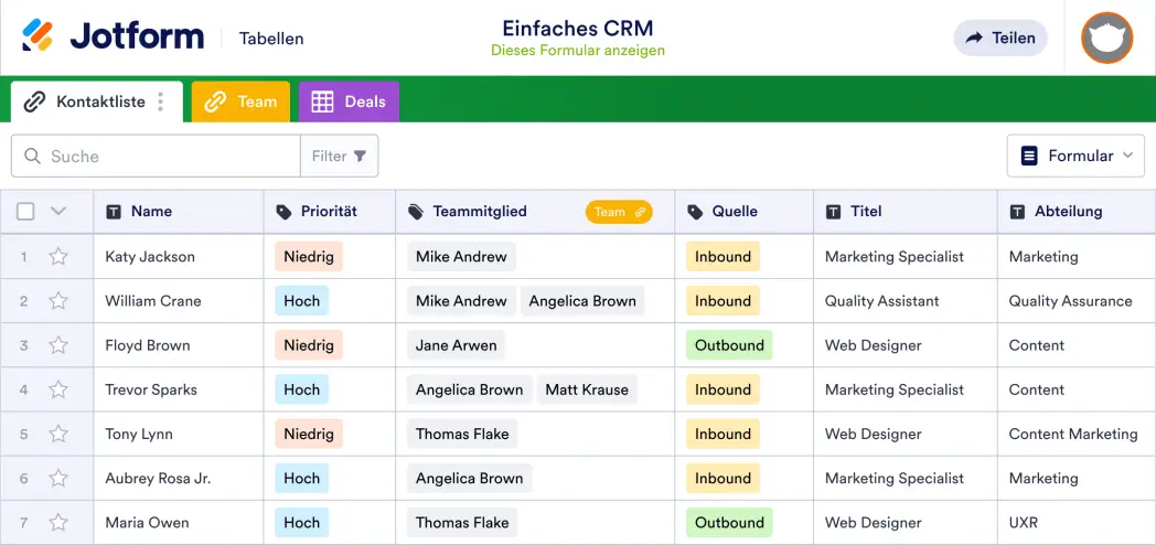 Einfaches CRM Template