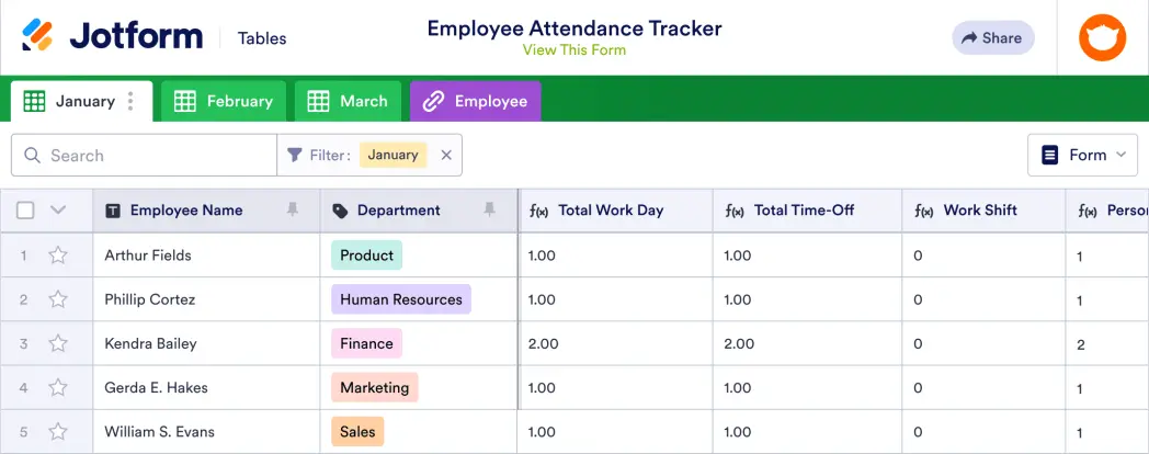 Employee Attendance Tracker Template