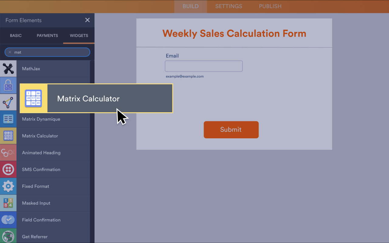 Matrix Calculator - Form Widgets | Jotform