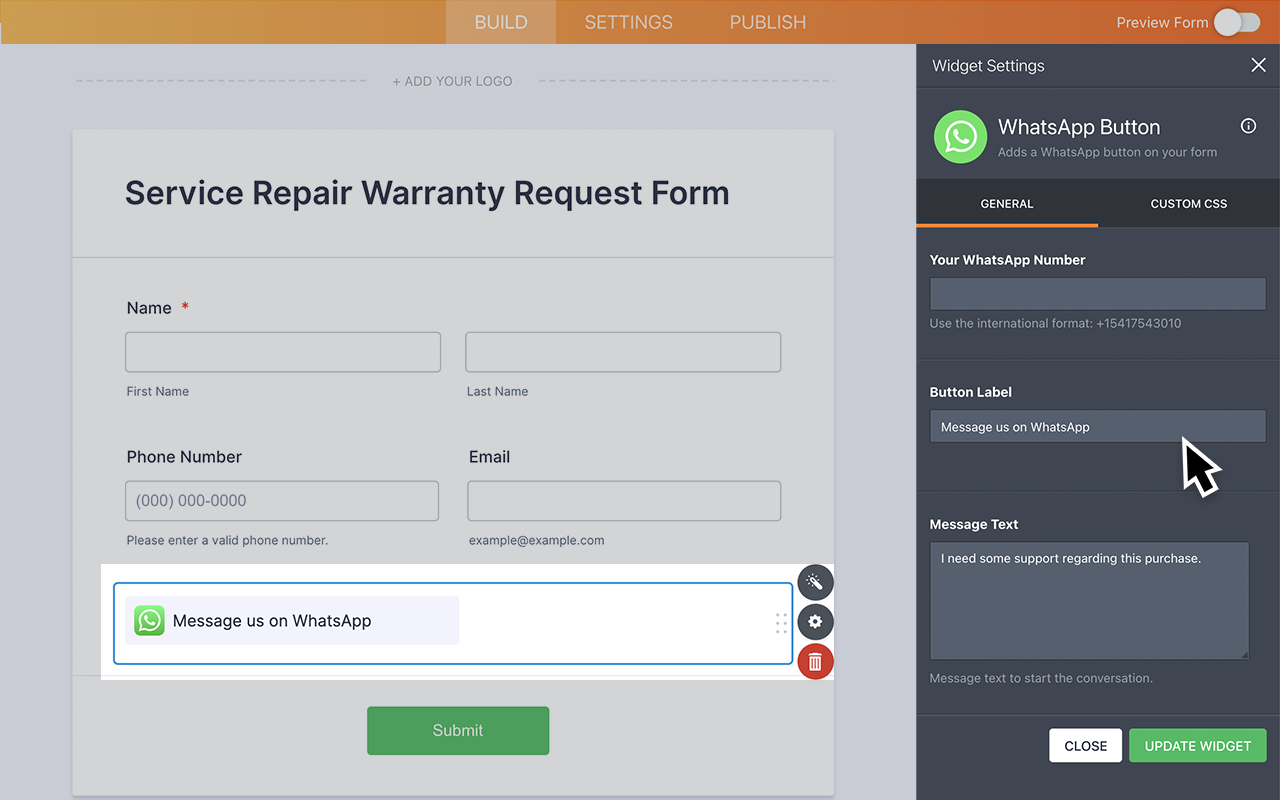 WhatsApp Button Screenshot 3