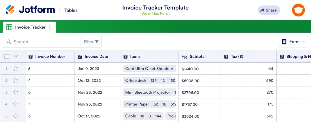 Invoice Tracker Template