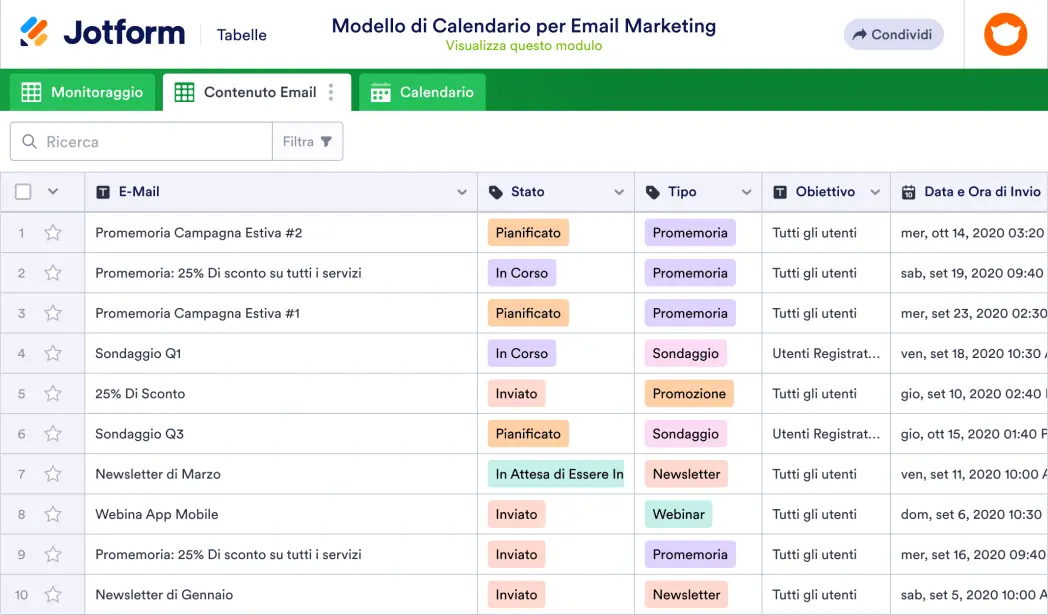 Modello di Calendario per Email Marketing Template