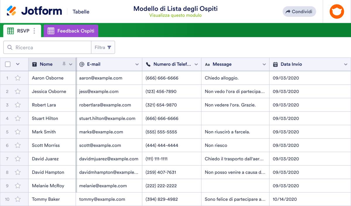 Esposti - Libro di condoglianze - Registrazione degli ospiti a un