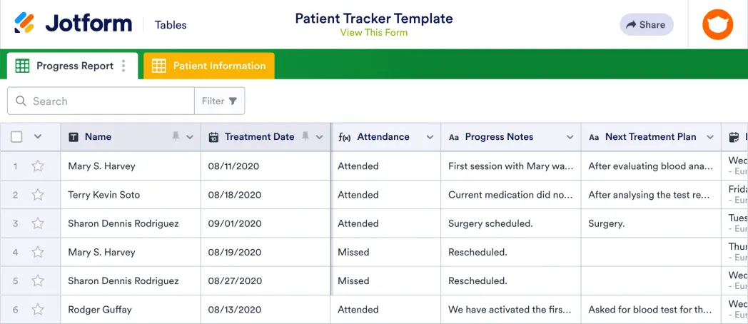 Patient Tracker Template