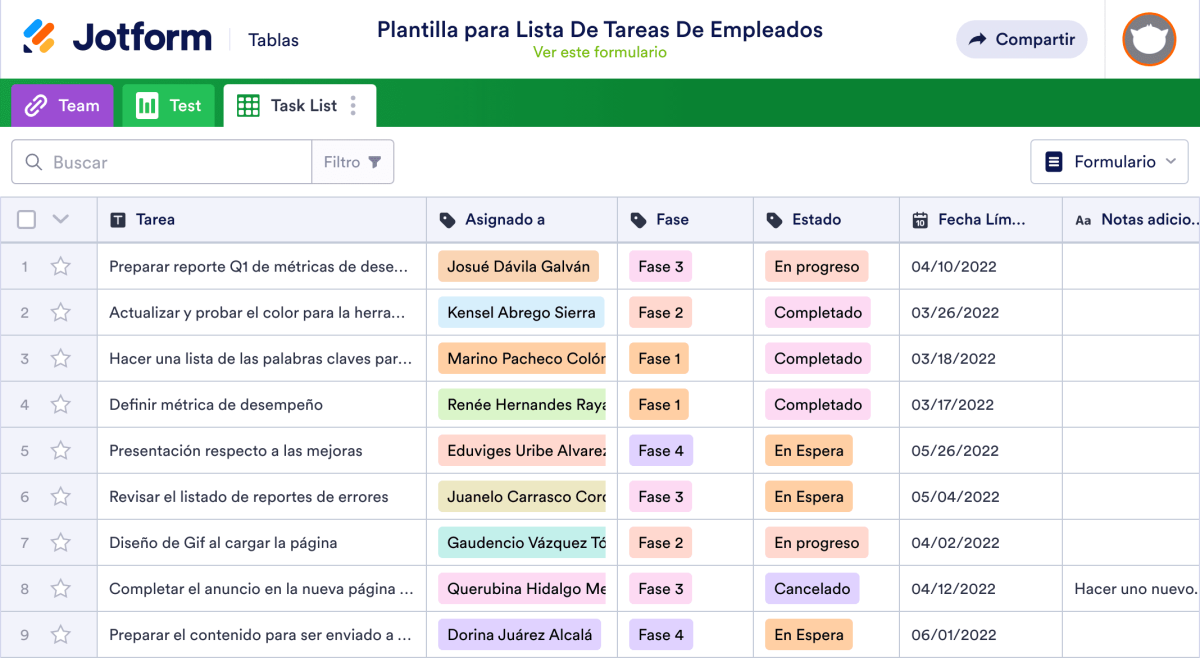 plantilla de lista de excel