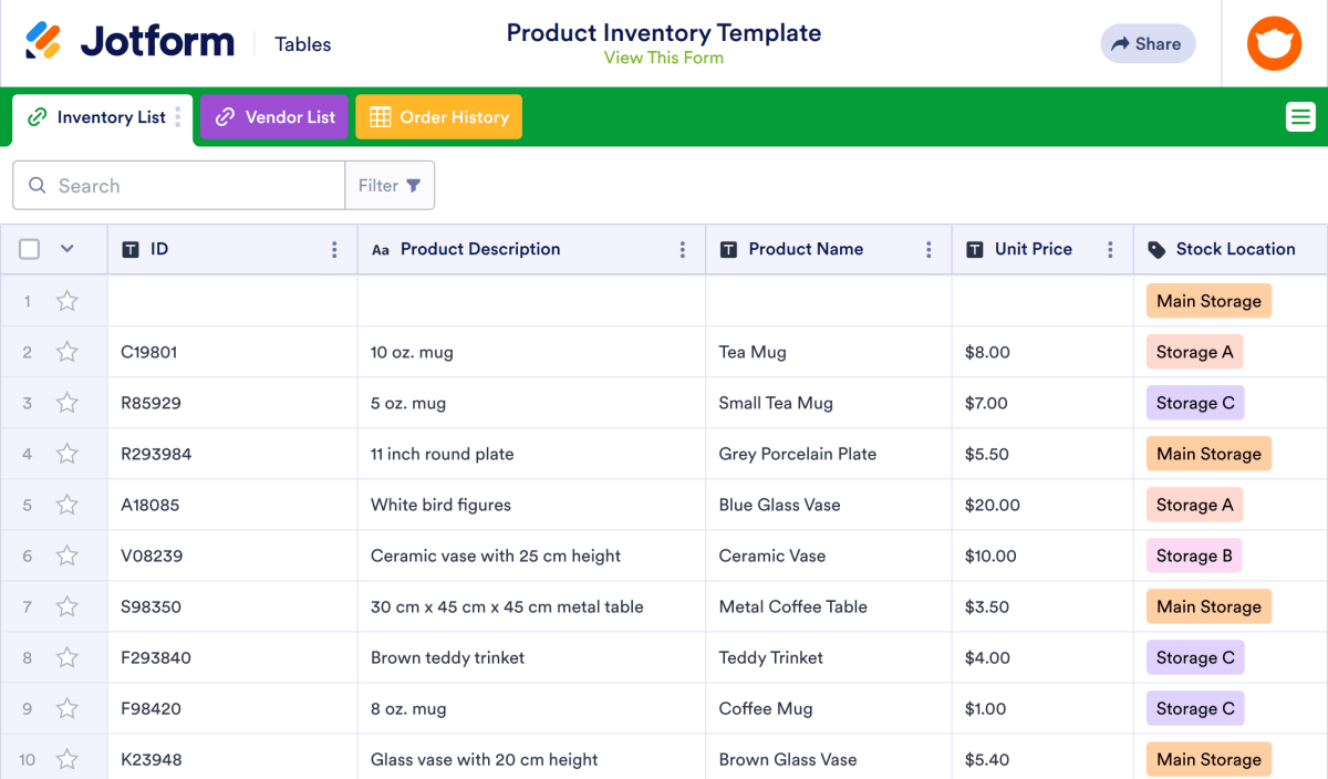 Inventory Database Example