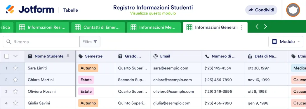 Registro Informazioni Studenti Template