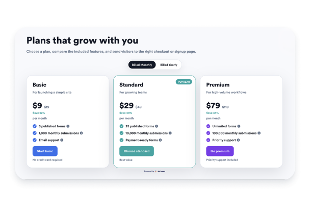 Create Your Own Pricing Table in Seconds for Your Website