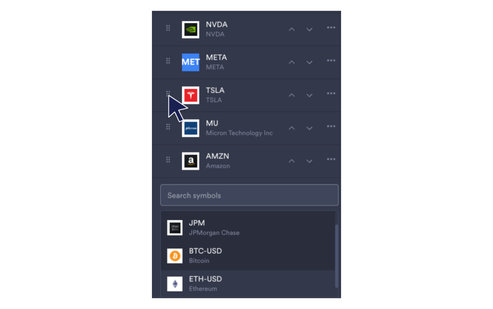 Customize your market watchlist