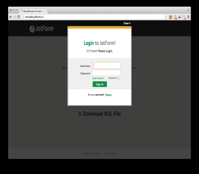 MariaDB Export Screenshot 2