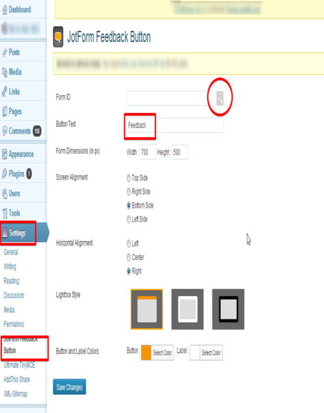 Wordpress Feedback Button Screenshot 4
