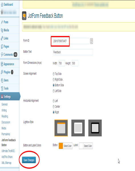 Wordpress Feedback Button Screenshot 6