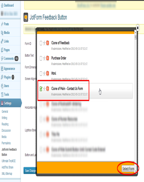 Wordpress Feedback Button Screenshot 5