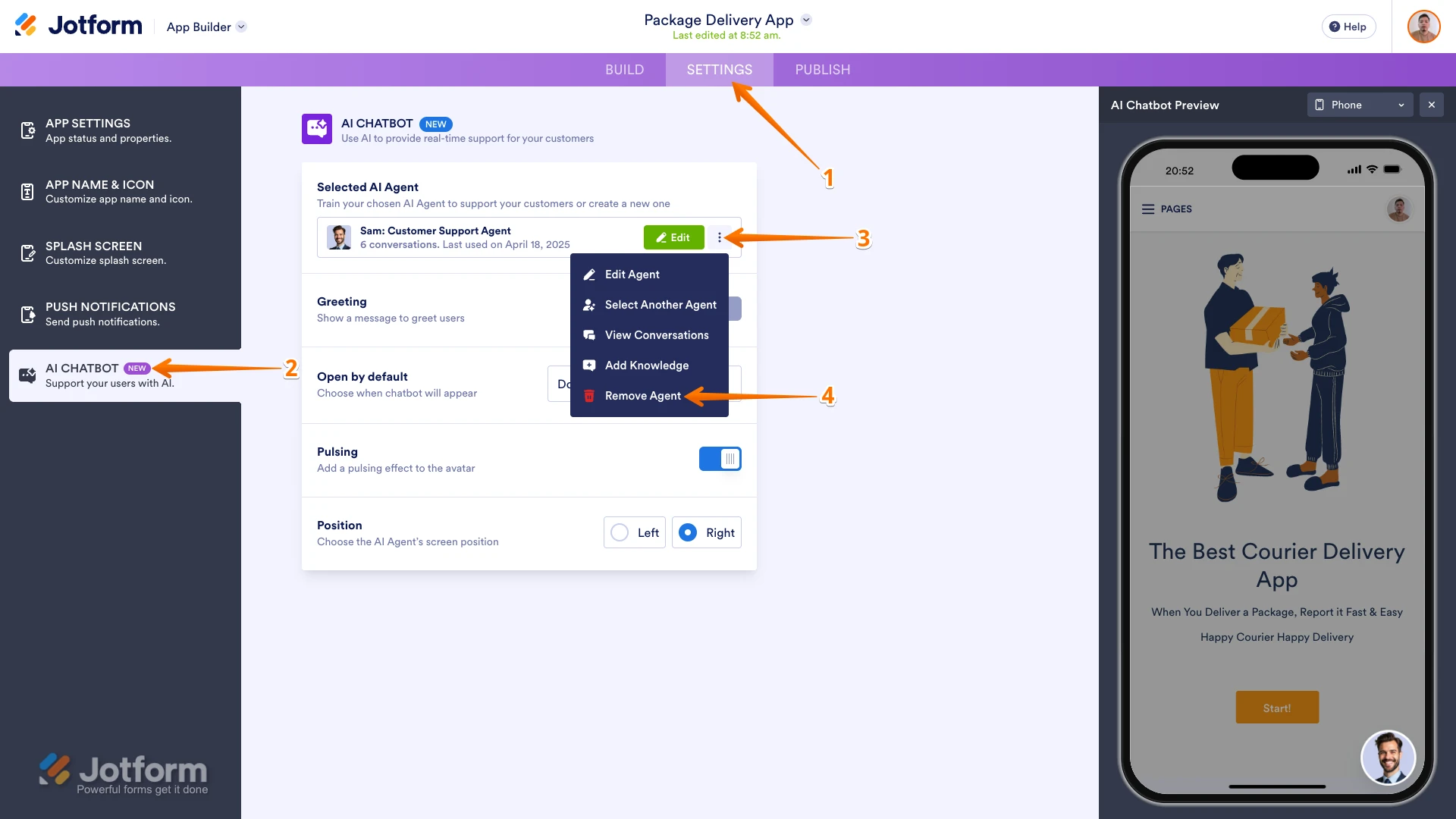 Removing AI Chatbot from Jotform App Screenshot 10