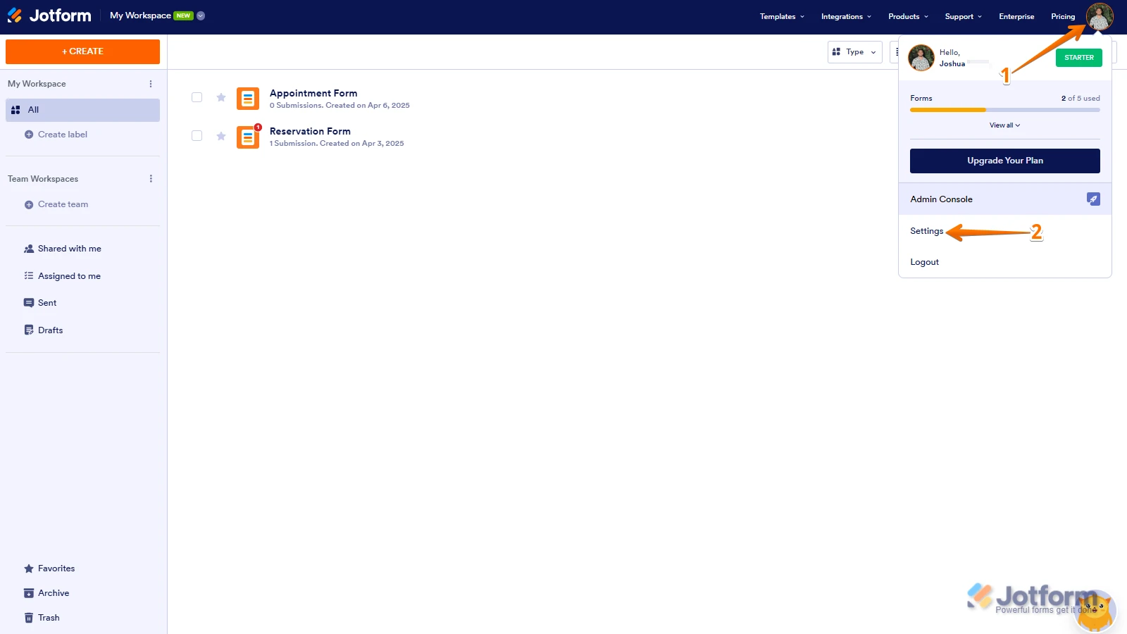 Jotformのフォームのオーナーチェンジ Image 1 Screenshot 90