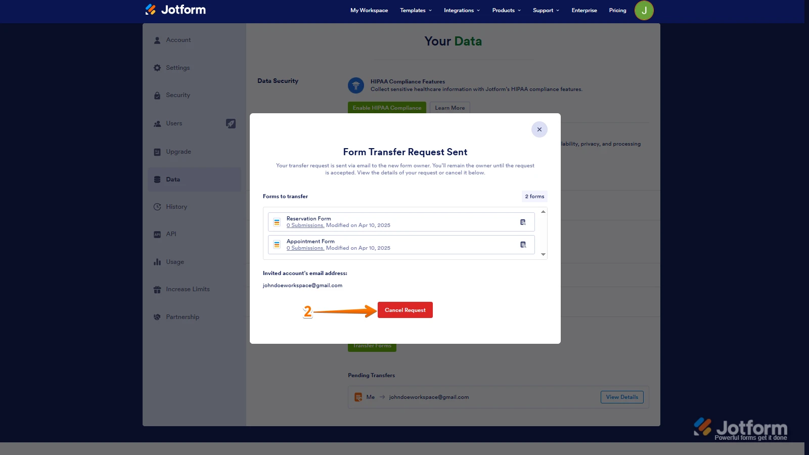 Jotformのフォームのオーナーチェンジ Image 6 Screenshot 145