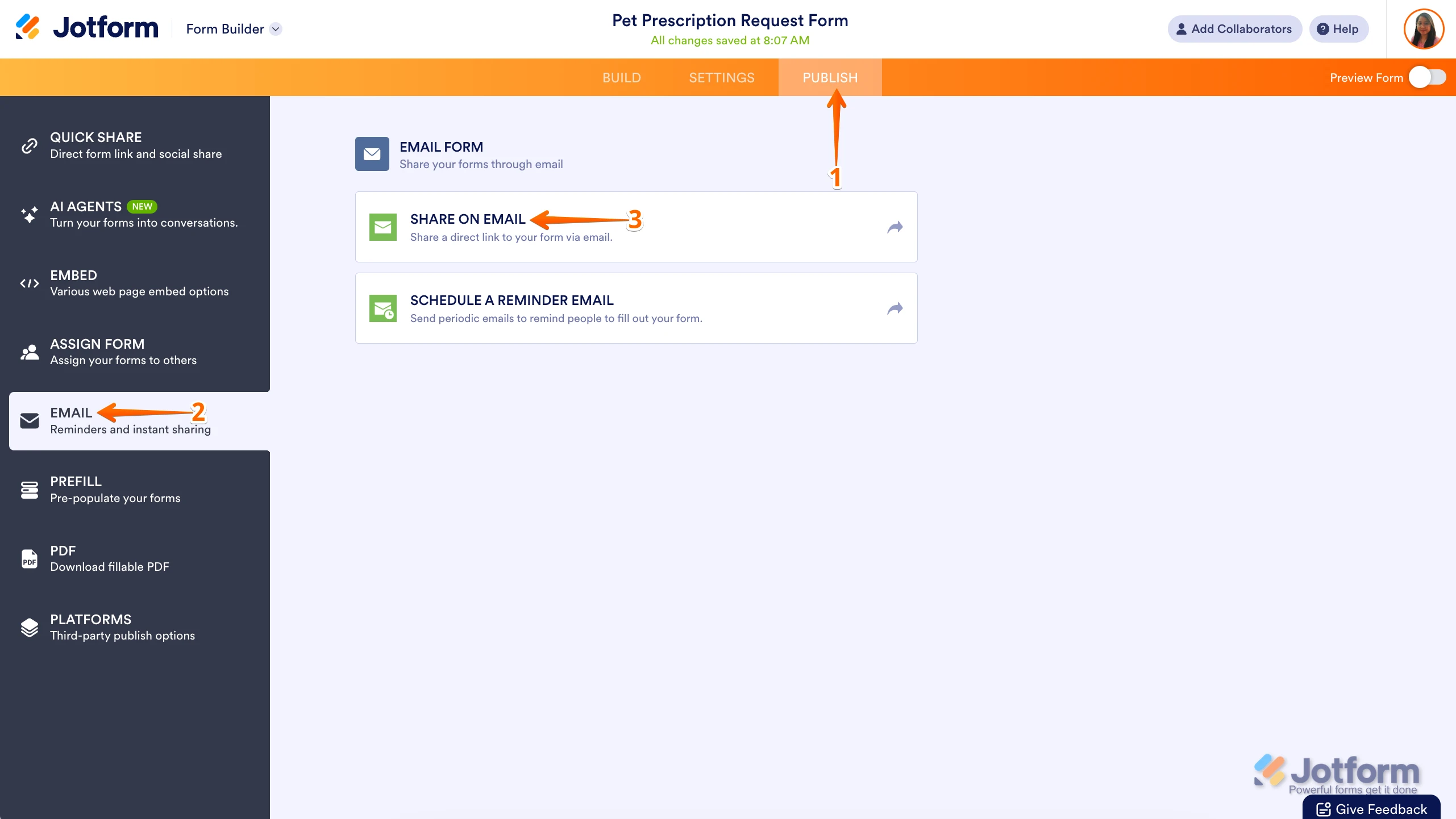 Compartilhar formulário por email passo 1 a 3 Screenshot 10