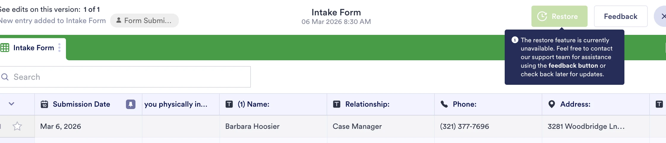 
Form Revision: Unable to access older version due to contact support message
Image-1