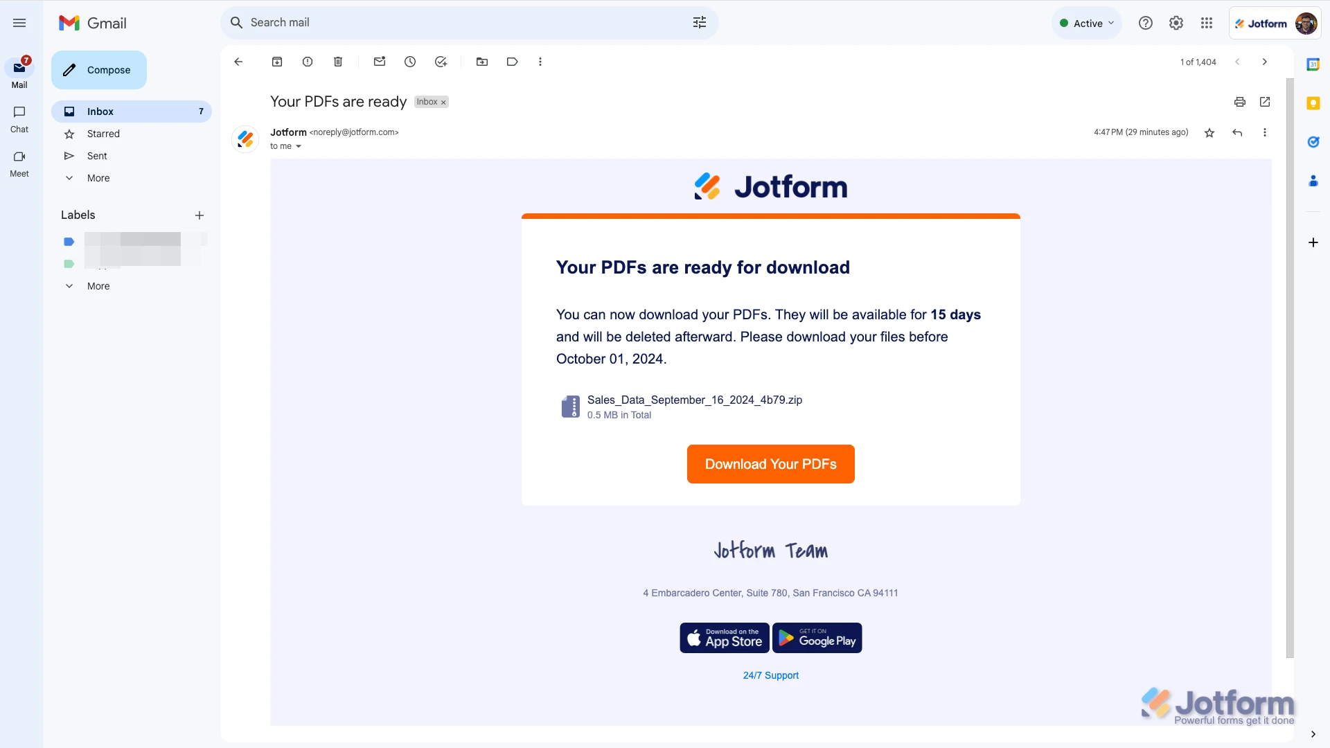 Email with PDF download link Screenshot 32