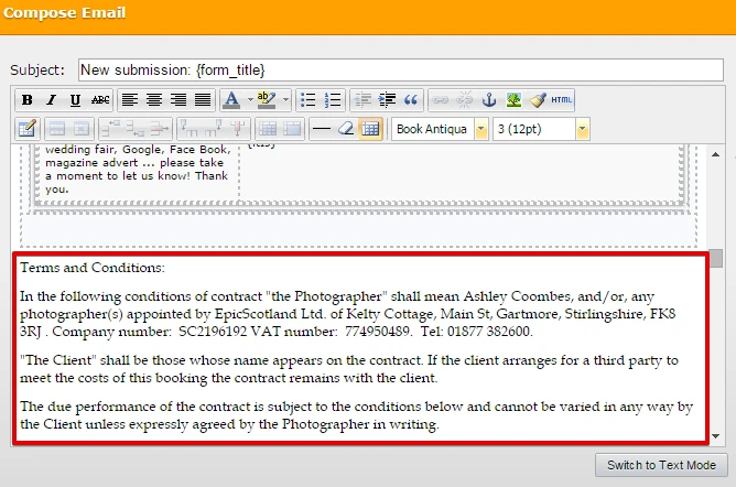 Adding terms and conditions inside the email notifications Image 1 Screenshot 20