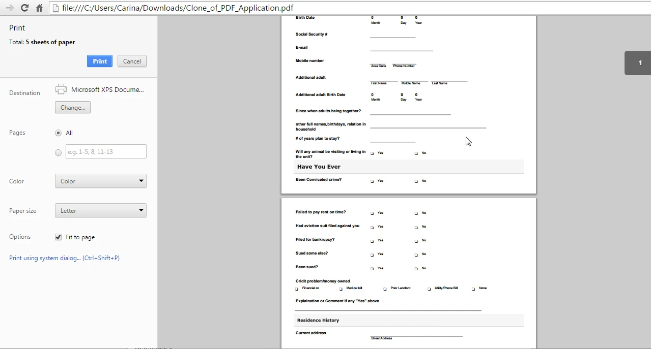 Fillable PDF created, but does not print more than 1 page Image 2 Screenshot 41