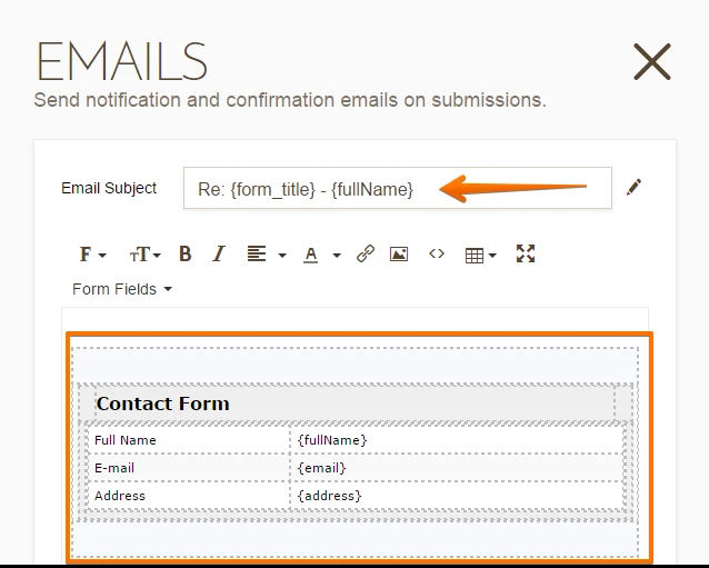 How can I determine what information is shown in the email?