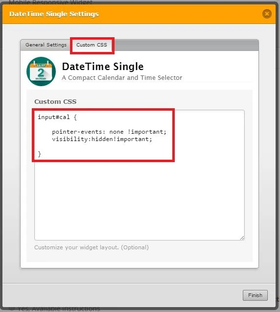 DateTime Single widget   New widget wizard is not recognizing injected CSS codes Image 1 Screenshot 20